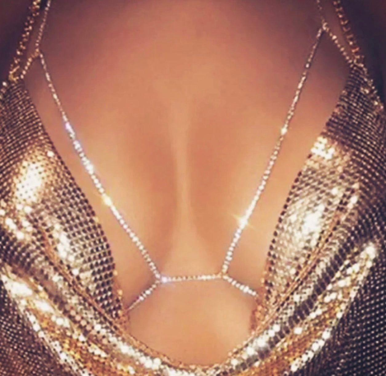 Rhinestones bra harness