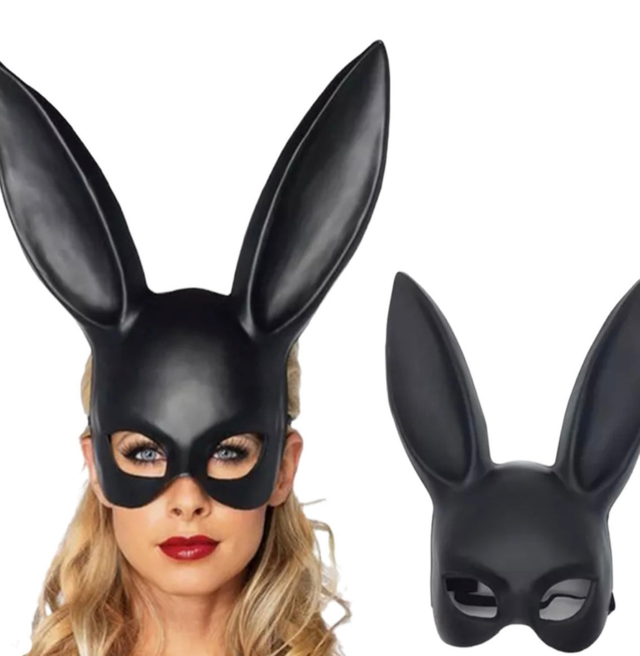 Matte black bunny mask
