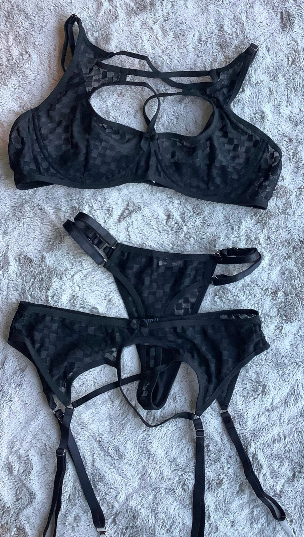 “Checkered me out” set+ stockings