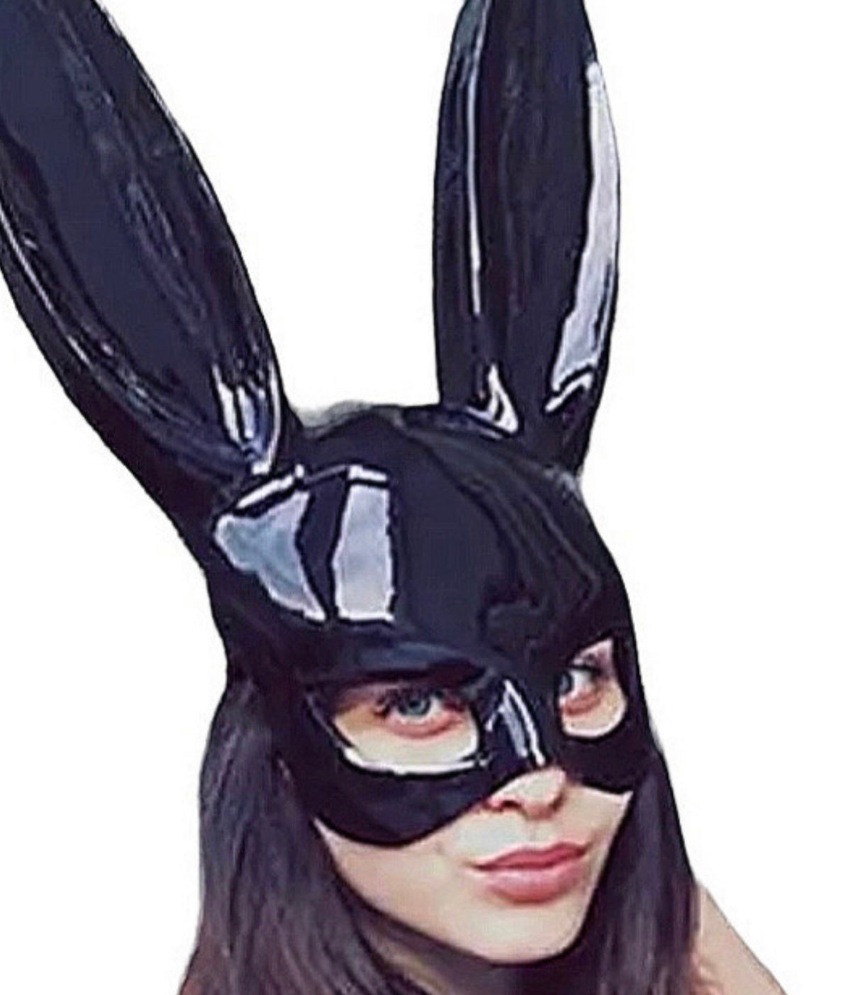 Glossy black bunny mask